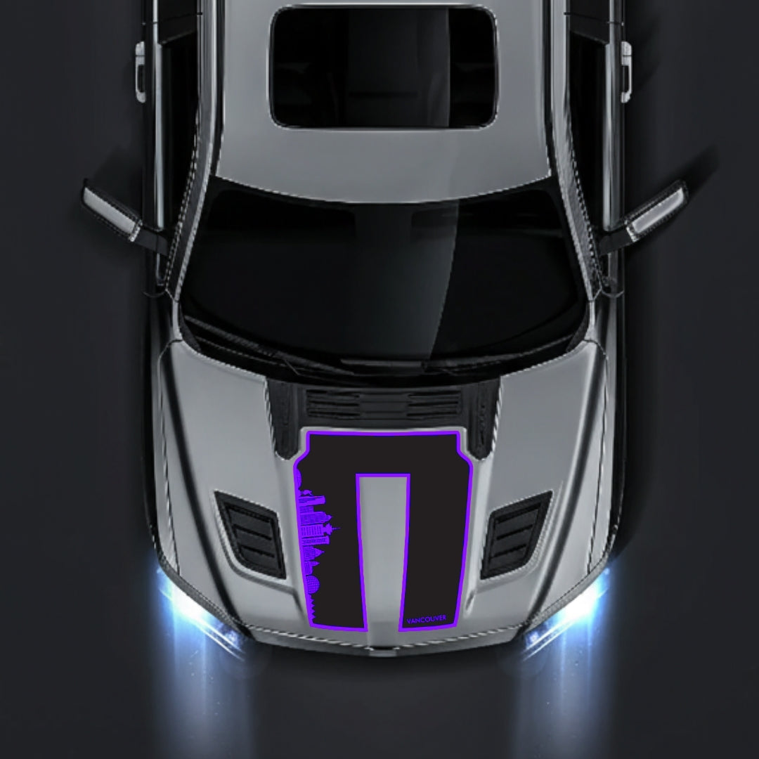 Performance Hood Panel Decal/Sticker - Vancouver Skyline - Border Graphic Kit - For Dodge RAM 1500 2019-2025 - Premium Vinyl