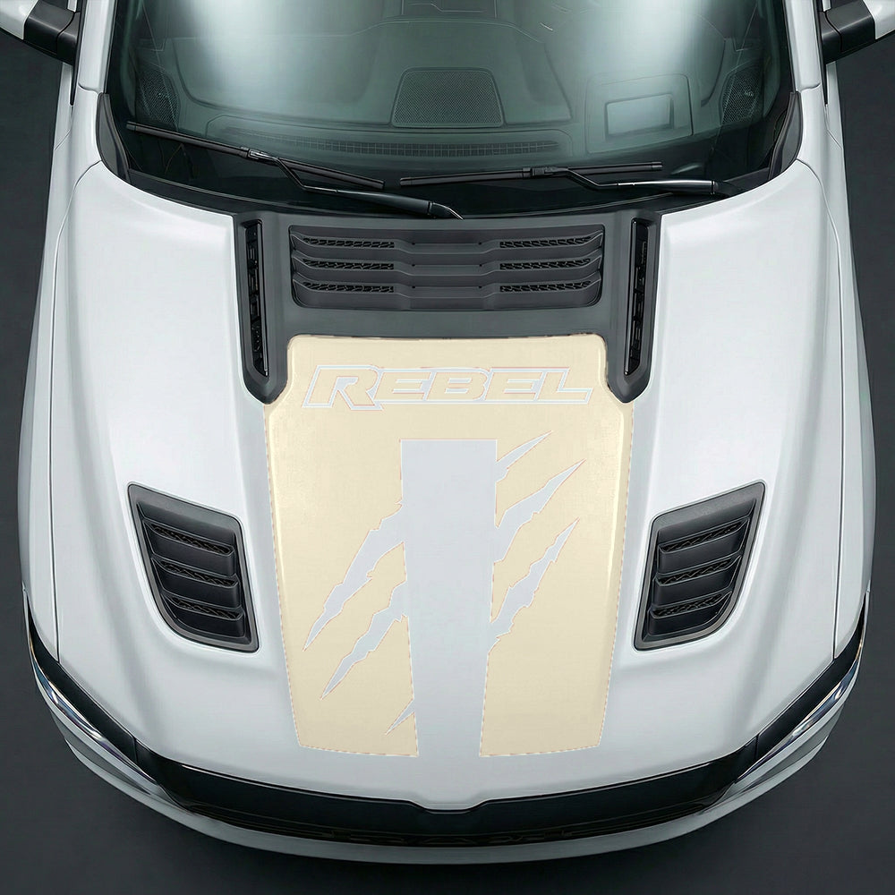 Hood Panel Decal/Sticker - Fierce REBEL Monster Slash Graphic Kit - For Dodge Ram 2019-2025 - Premium Vinyl