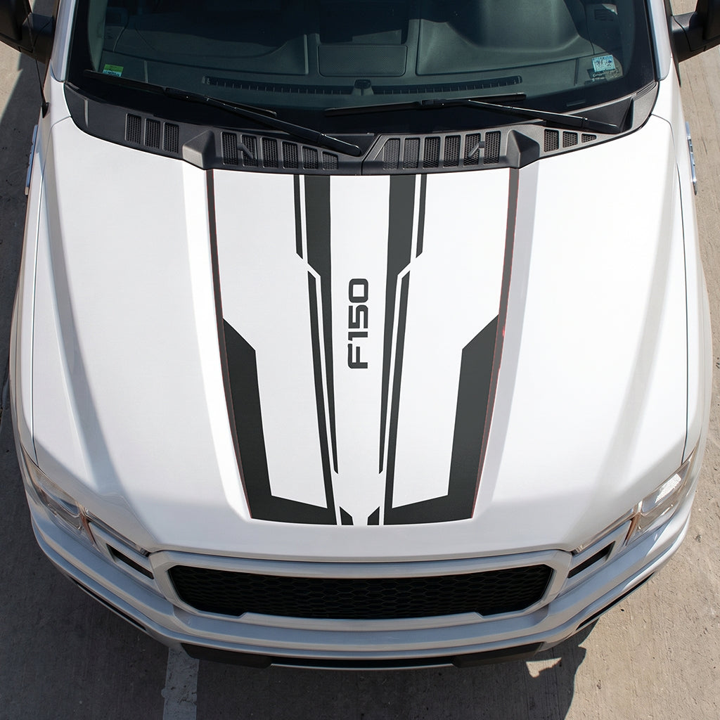 Hood Panel Decal/Sticker - Speed Graphic Decal Graphic Kit - For Ford F-150 2015-2020 - Premium Vinyl