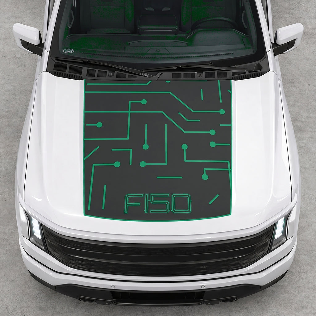 Hood Panel Decal/Sticker - Electric Circuit Graphic Decal Graphic Kit - For FORD F-150 2015-2020 - Premium Vinyl