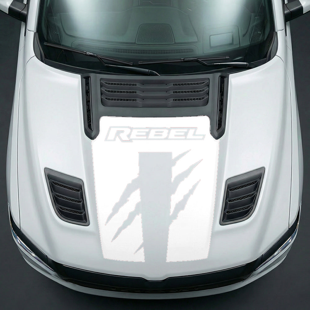 Hood Panel Decal/Sticker - Fierce REBEL Monster Slash Graphic Kit - For Dodge Ram 2019-2025 - Premium Vinyl