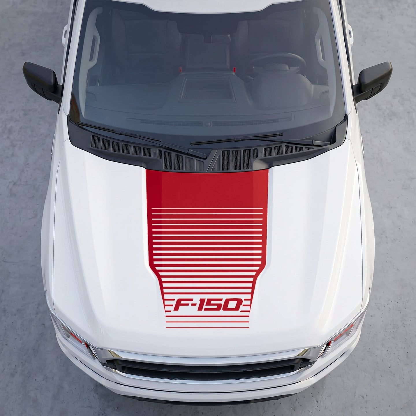 Hood Panel Decal/Sticker - Speedline Fade Hood Decal Wrap – Solid Center Shield with Horizontal Louver Stripe Grille Graphic Kit - For Ford F-150 F150 2015-2020 - Premium Vinyl