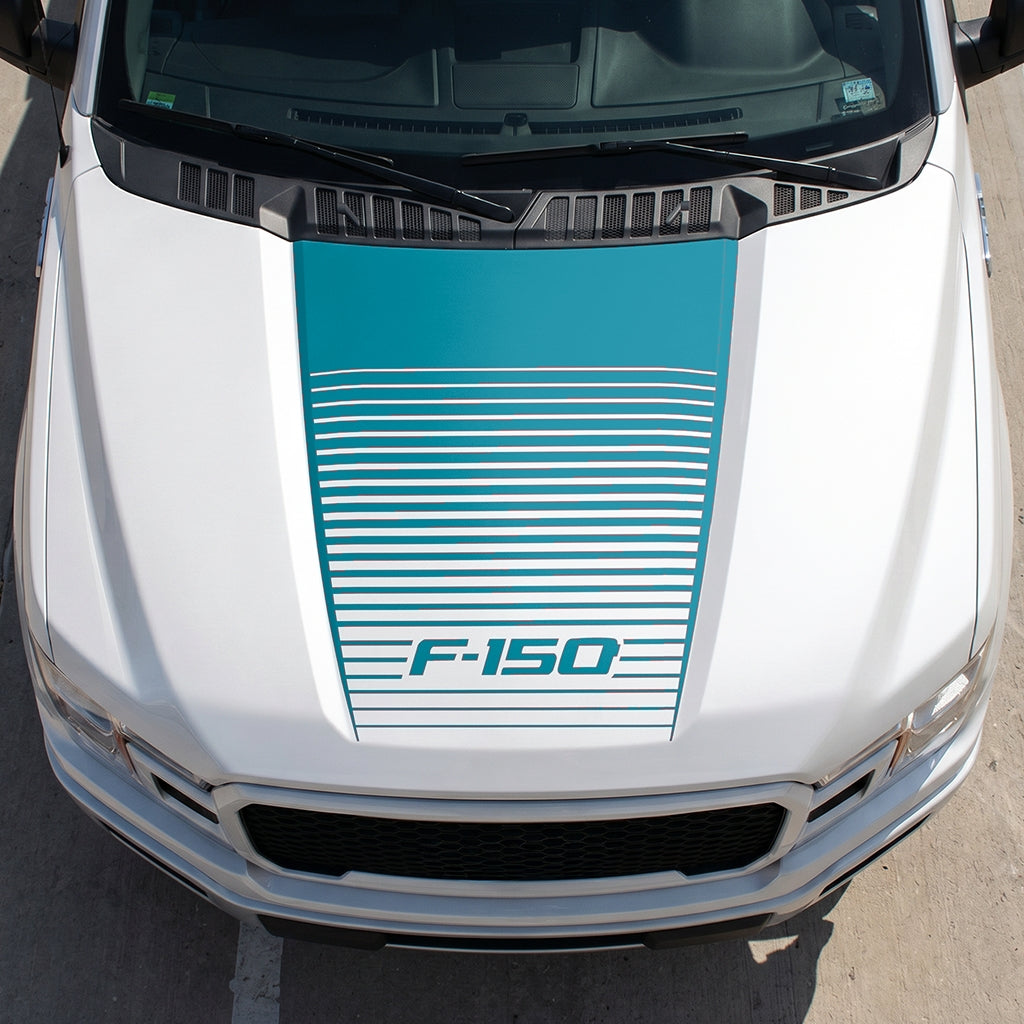 Hood Panel Decal/Sticker - Waves Graphic Decal Graphic Kit - For Ford F-150 2015-2020 - Premium Vinyl