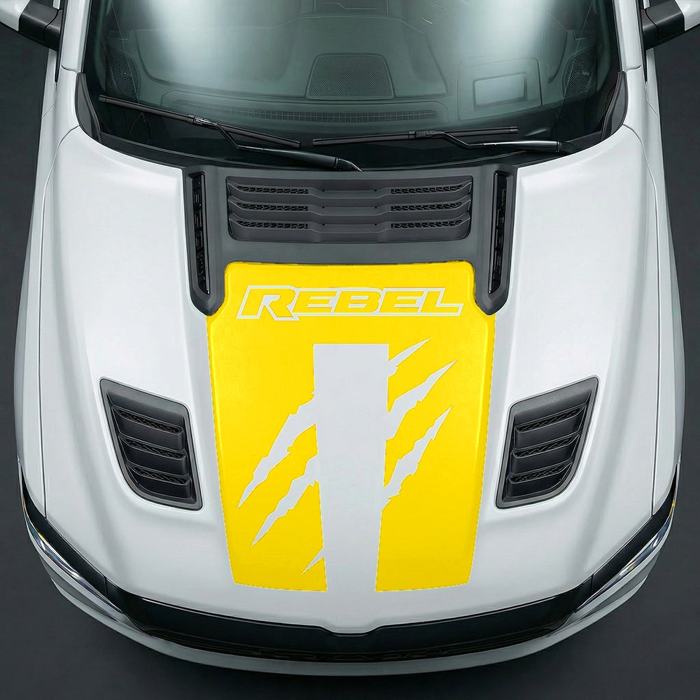 Hood Panel Decal/Sticker - Fierce REBEL Monster Slash Graphic Kit - For Dodge Ram 2019-2025 - Premium Vinyl