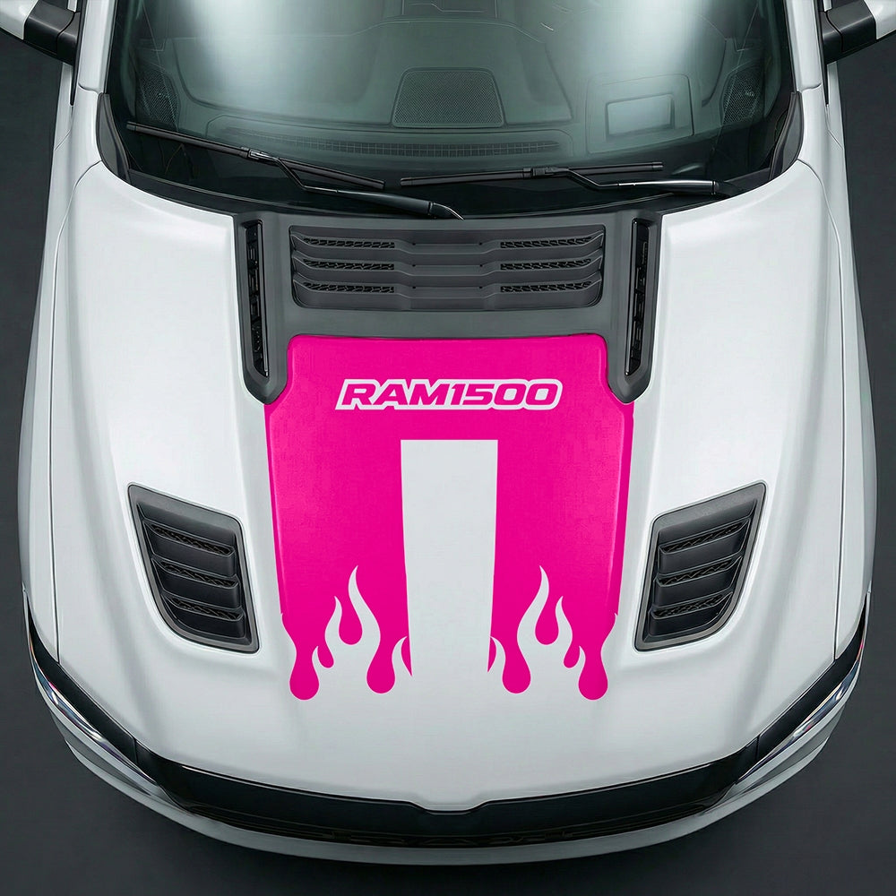Hood Panel Decal/Sticker - RAM 1500 Flaming U-Shape Graphic Kit - For Dodge Ram 2019-2025 - Premium Vinyl