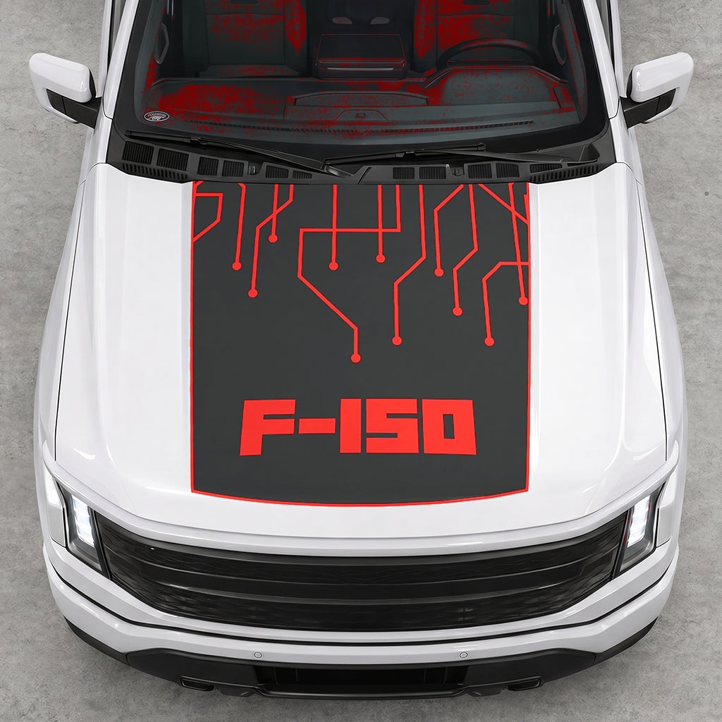 Hood Panel Decal/Sticker - F150 Electric Circuit Graphic Decal Graphic Kit - For FORD F-150 2015-2020 - Premium Vinyl