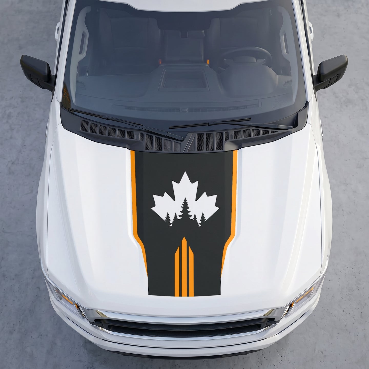 Hood Panel Decal/Sticker - Canadian Peak Hood Decal – Maple Leaf & Mountain Range Graphic Vinyl Wrap with Accent Stripes Graphic Kit - For Ford F-150 F150 2015-2020 - Premium Vinyl
