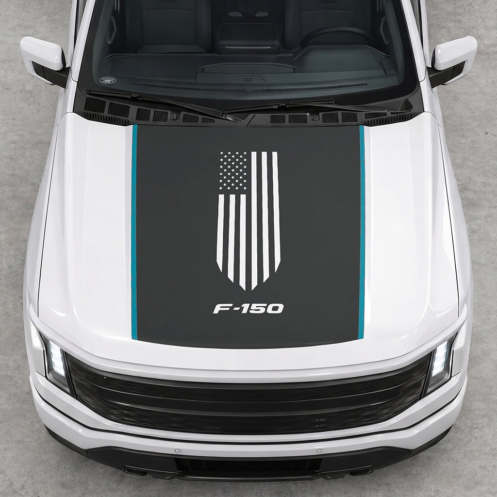 Hood Panel Decal/Sticker - America Flag Graphic Decal Graphic Kit - For Ford F-150 2015-2020 - Premium Vinyl