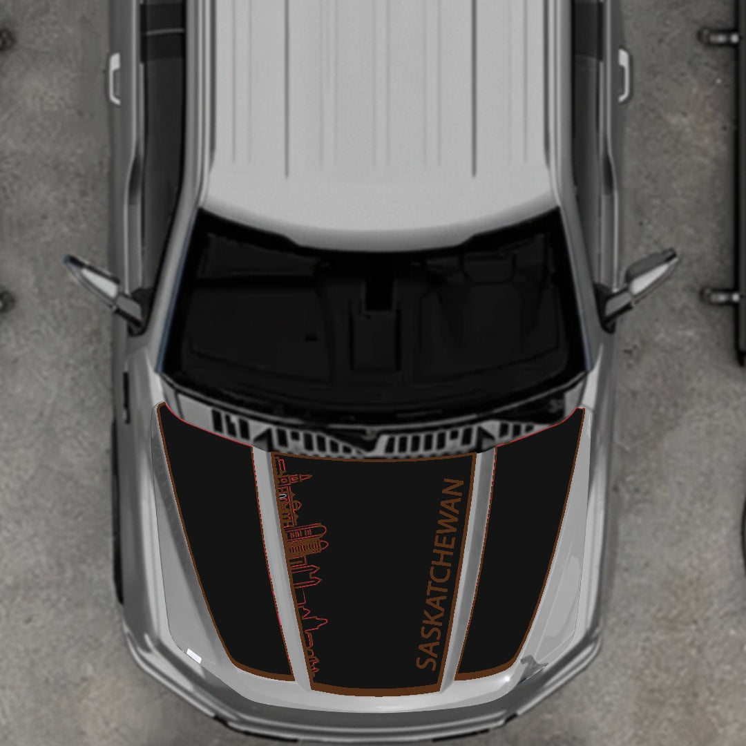 Hood Panel Decal/Sticker - Saskatchewan Skyline - Border Graphic Kit - For Ford F-150 2020-2026 - Premium Vinyl