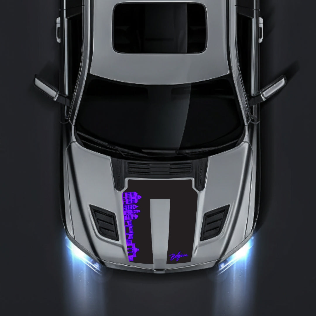 Performance Hood Panel Decal/Sticker - Belgium Skyline Graphic Kit - For Dodge RAM 1500 2019-2025 - Premium Vinyl