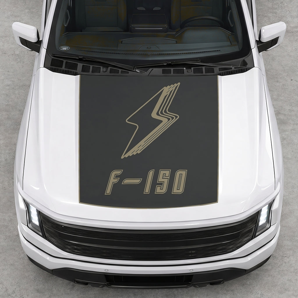 Hood Panel Decal/Sticker - Bordered Electric F150 Graphic Decal Graphic Kit - For FORD F-150 2015-2020 - Premium Vinyl