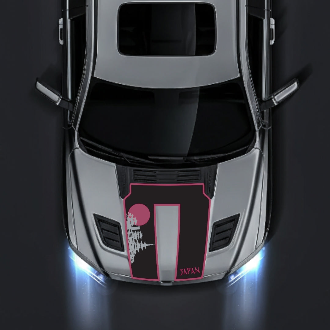 Performance Hood Panel Decal/Sticker - Japan Skyline - Cut - Border Graphic Kit - For Dodge RAM 1500 2019-2025 - Premium Vinyl