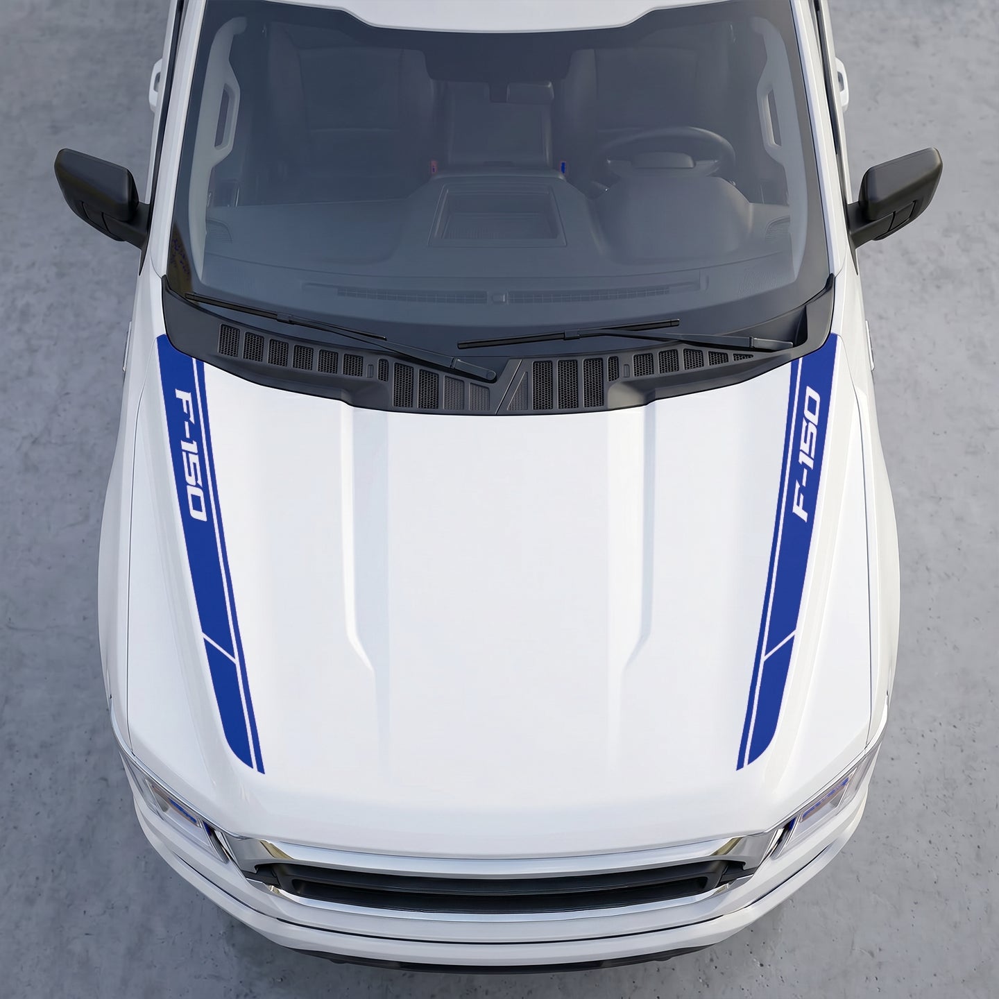 Hood Panel Decal/Sticker - Angled Cowl Accent Stripes – Dual Side Hood Edge Vinyl Decals Graphic Kit - For Ford F-150 F150 2015-2020 - Premium Vinyl
