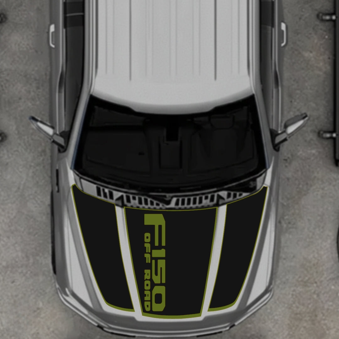 Hood Panel Decal/Sticker - Style 2 - Border Graphic Kit - For Ford F-150 2020-2026 - Premium Vinyl