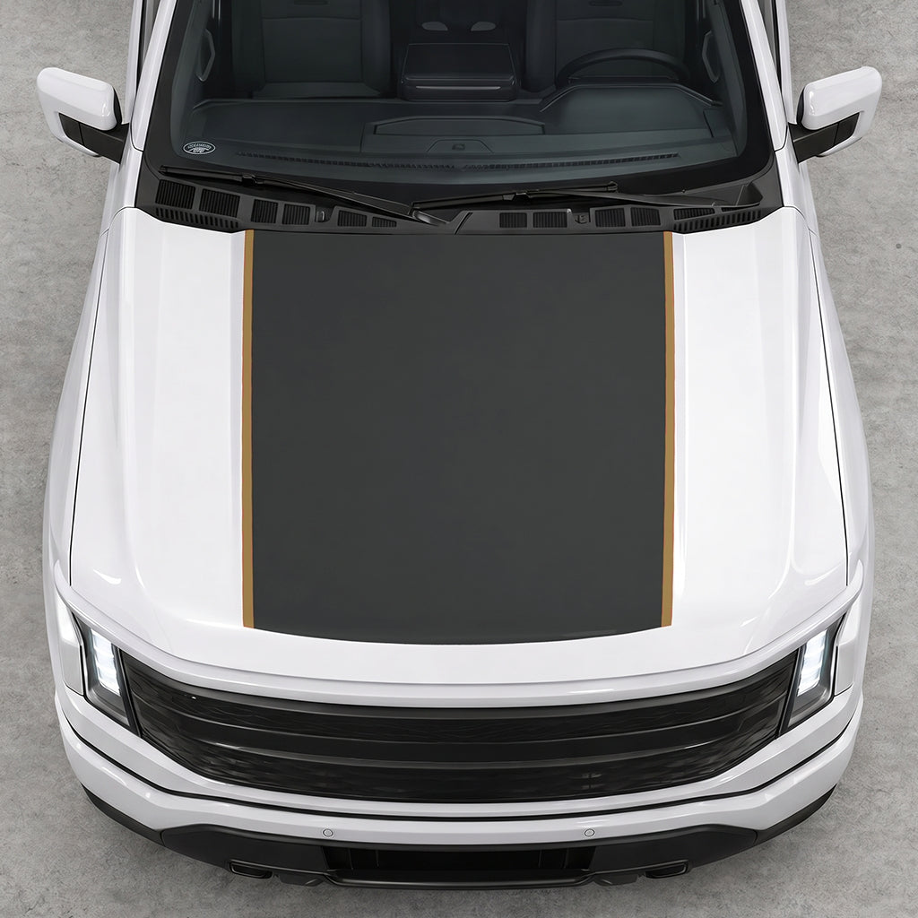 Hood Panel Decal/Sticker - Solid with Border Graphic Decal Graphic Kit - For Ford F-150 2015-2020 - Premium Vinyl