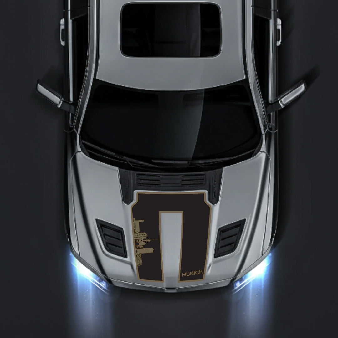 Performance Hood Panel Decal/Sticker - Munich Skyline - Border Graphic Kit - For Dodge RAM 1500 2019-2025 - Premium Vinyl