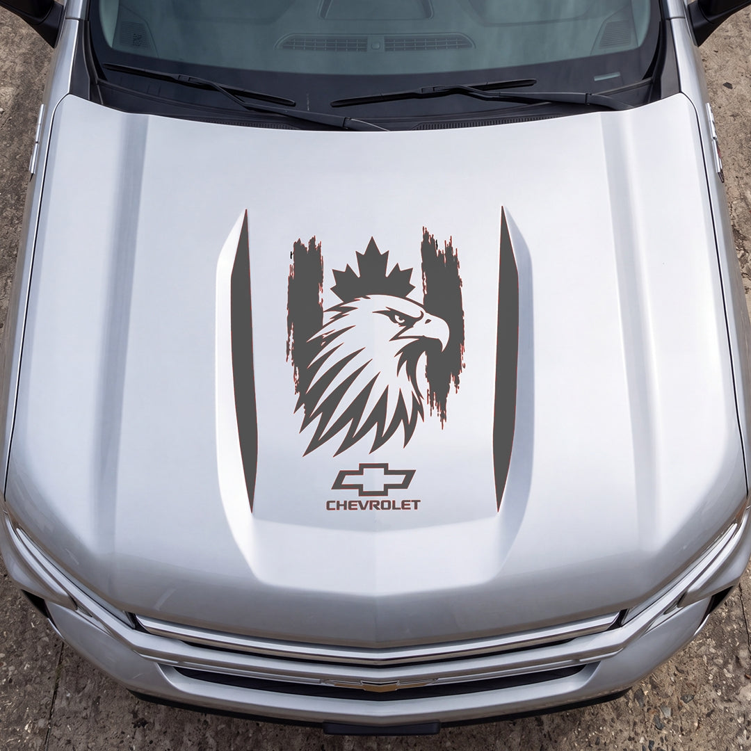 Hood Panel Decal/Sticker - Canadaian Eagle Head Graphic Decal Graphic Kit - For Chevrolet Silverado 2019-2024 - Premium Vinyl