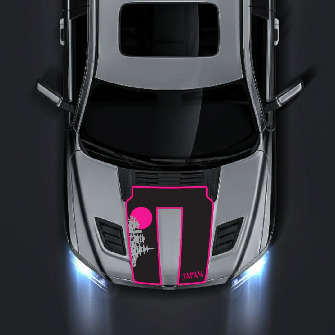 Hood Panel Decal/Sticker - Japan Skyline - Cut - Border Graphic Kit - For Dodge RAM 1500 2019-2025 - Premium Vinyl