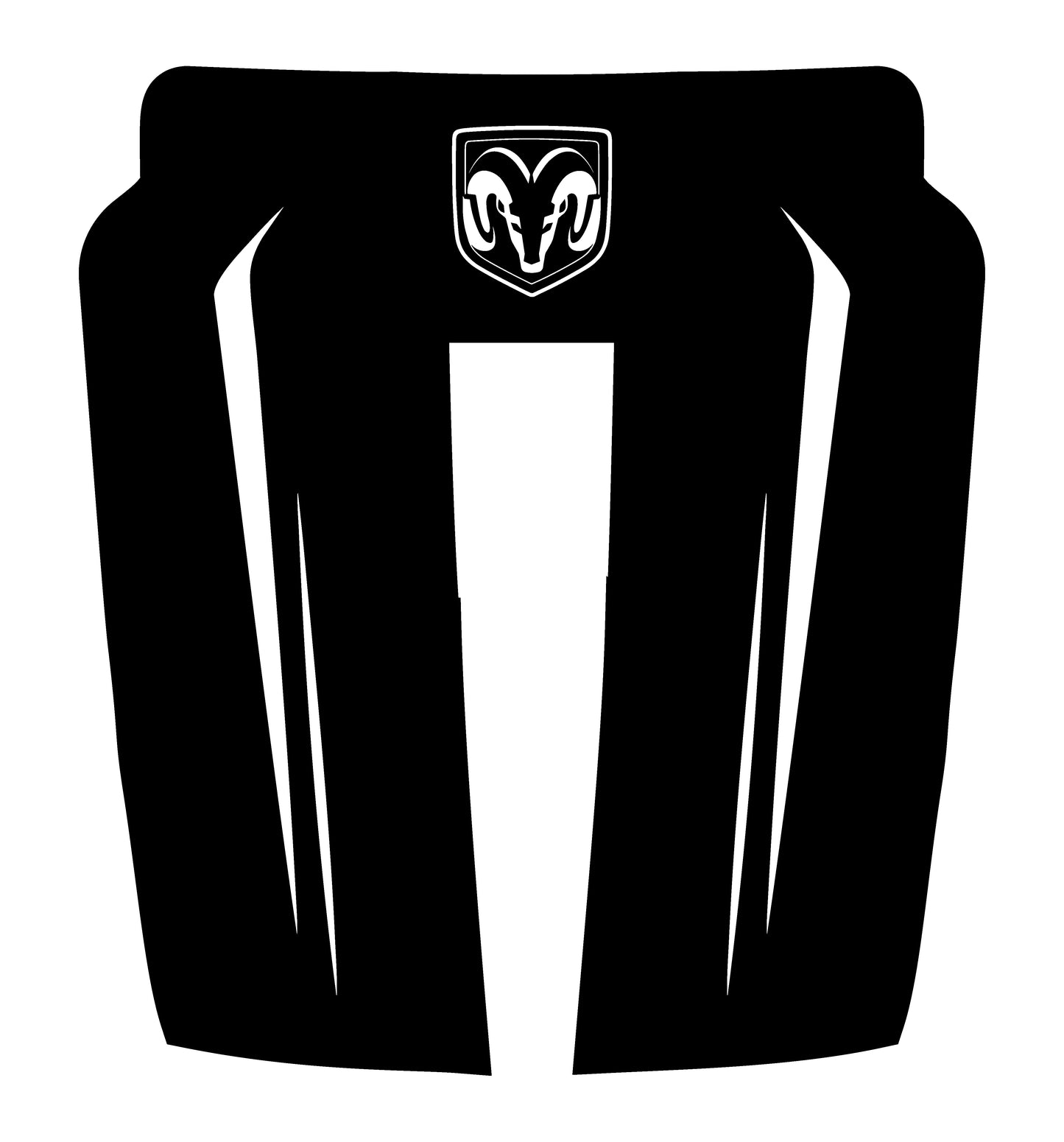 Hood Panel Decal/Sticker - Sleek Spear Cutout U-Shape with RAM Logo Graphic Kit - For Dodge Ram 2019-2025 - Premium Vinyl