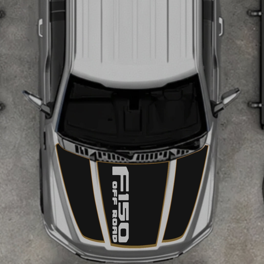 Hood Panel Decal/Sticker - Style 2 - Cut - Border Graphic Kit - For Ford F-150 2020-2026 - Premium Vinyl
