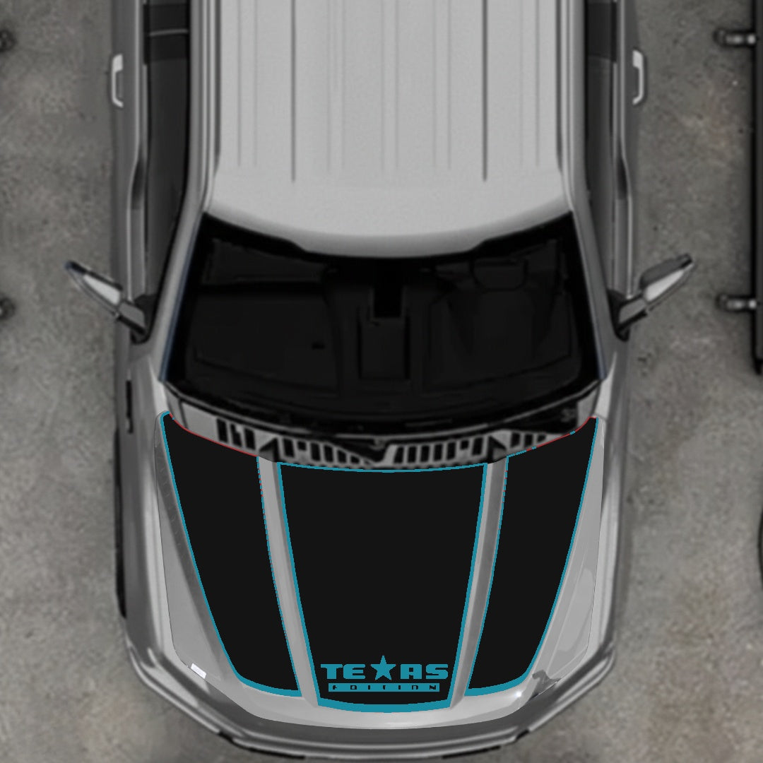 Hood Panel Decal/Sticker - Texas - Border Graphic Kit - For Ford F-150 2020-2026 - Premium Vinyl