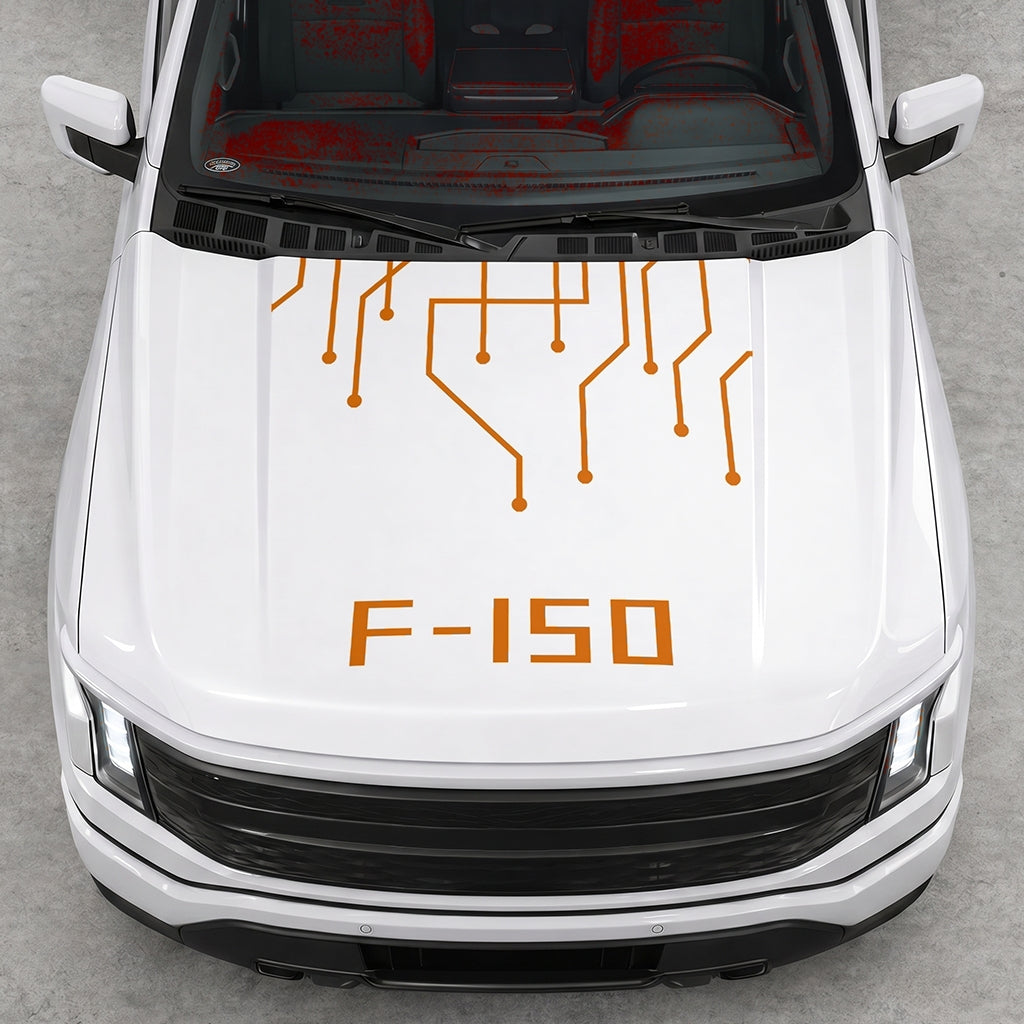 Hood Panel Decal/Sticker - Cut F150 Electric Circuit Graphic Decal Graphic Kit - For FORD F-150 2015-2020 - Premium Vinyl