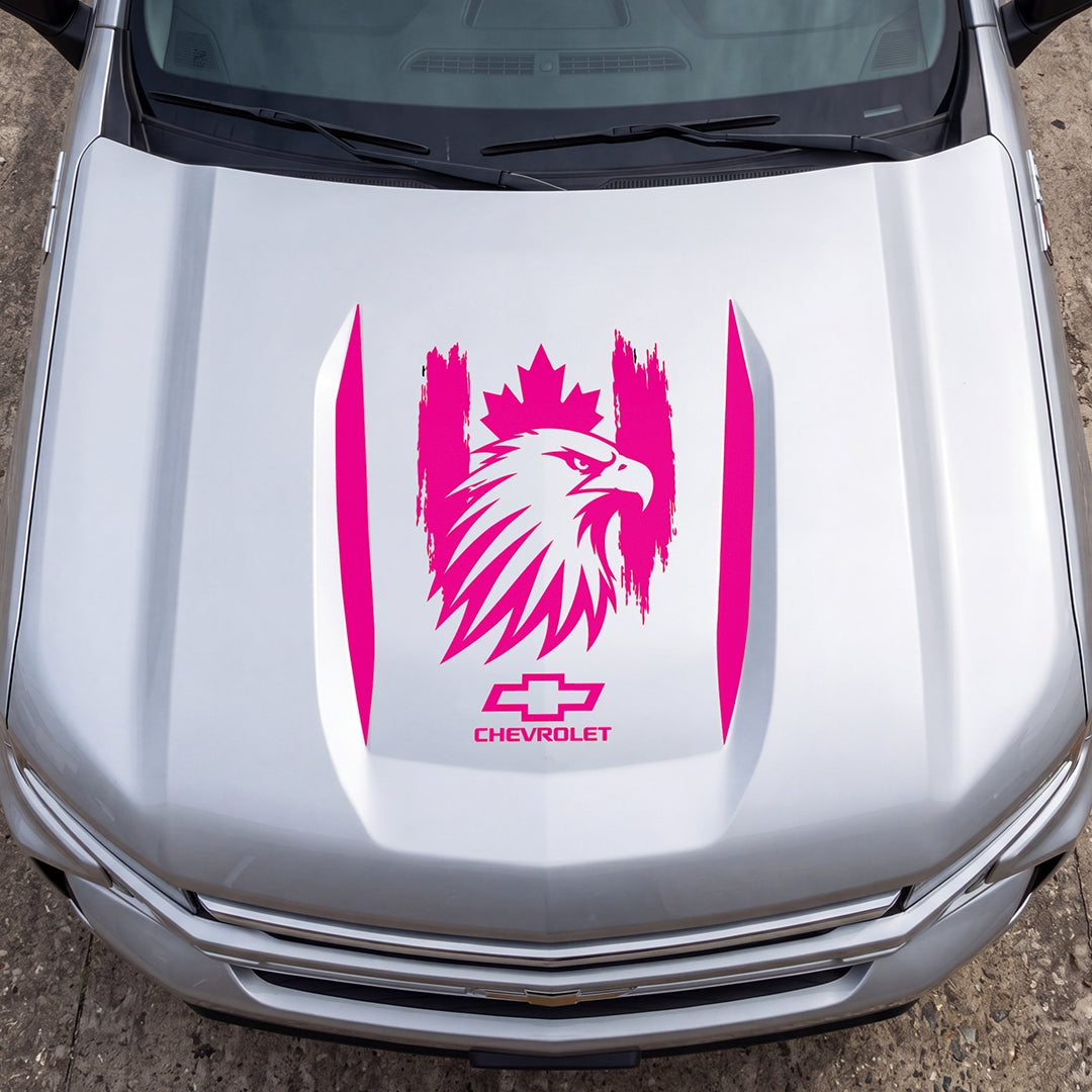 Hood Panel Decal/Sticker - Canadaian Eagle Head Graphic Decal Graphic Kit - For Chevrolet Silverado 2019-2024 - Premium Vinyl