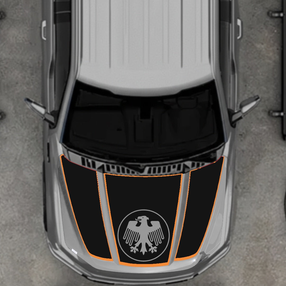Hood Panel Decal/Sticker - Germany Logo - Cut - Border Graphic Kit - For Ford F-150 2020-2026 - Premium Vinyl