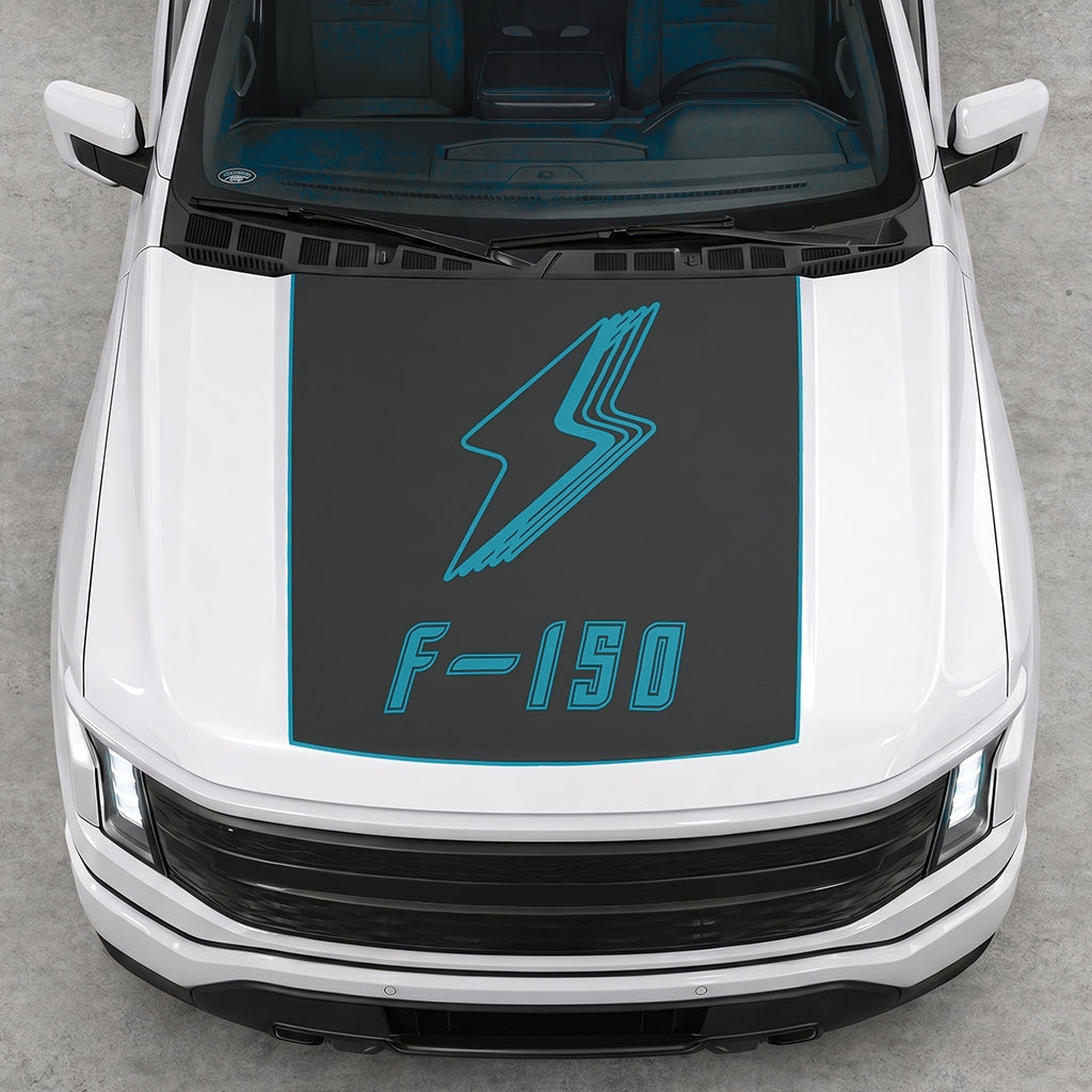 Hood Panel Decal/Sticker - Bordered Electric F150 Graphic Decal Graphic Kit - For FORD F-150 2015-2020 - Premium Vinyl