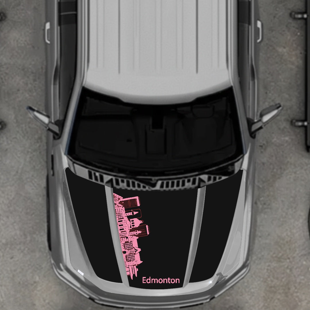 Hood Panel Decal/Sticker - Edmonton Skyline Graphic Kit - For Ford F-150 2020-2026 - Premium Vinyl