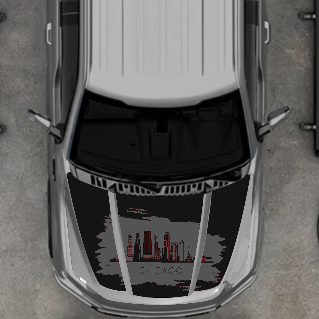 Hood Panel Decal/Sticker - Chicago Graphic Kit - For Ford F-150 2020-2026 - Premium Vinyl