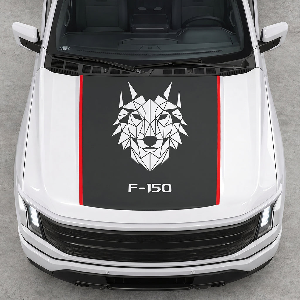 Hood Panel Decal/Sticker - Wolf Head Graphic Decal Graphic Kit - For Ford F-150 2015-2020 - Premium Vinyl