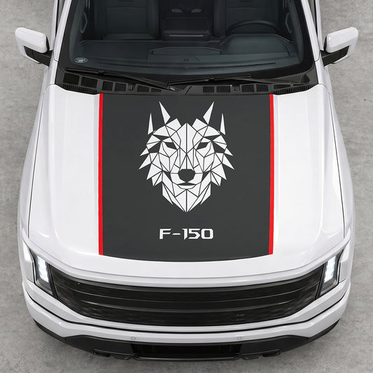 Hood Panel Decal/Sticker - Wolf Head Graphic Decal Graphic Kit - For Ford F-150 2015-2020 - Premium Vinyl