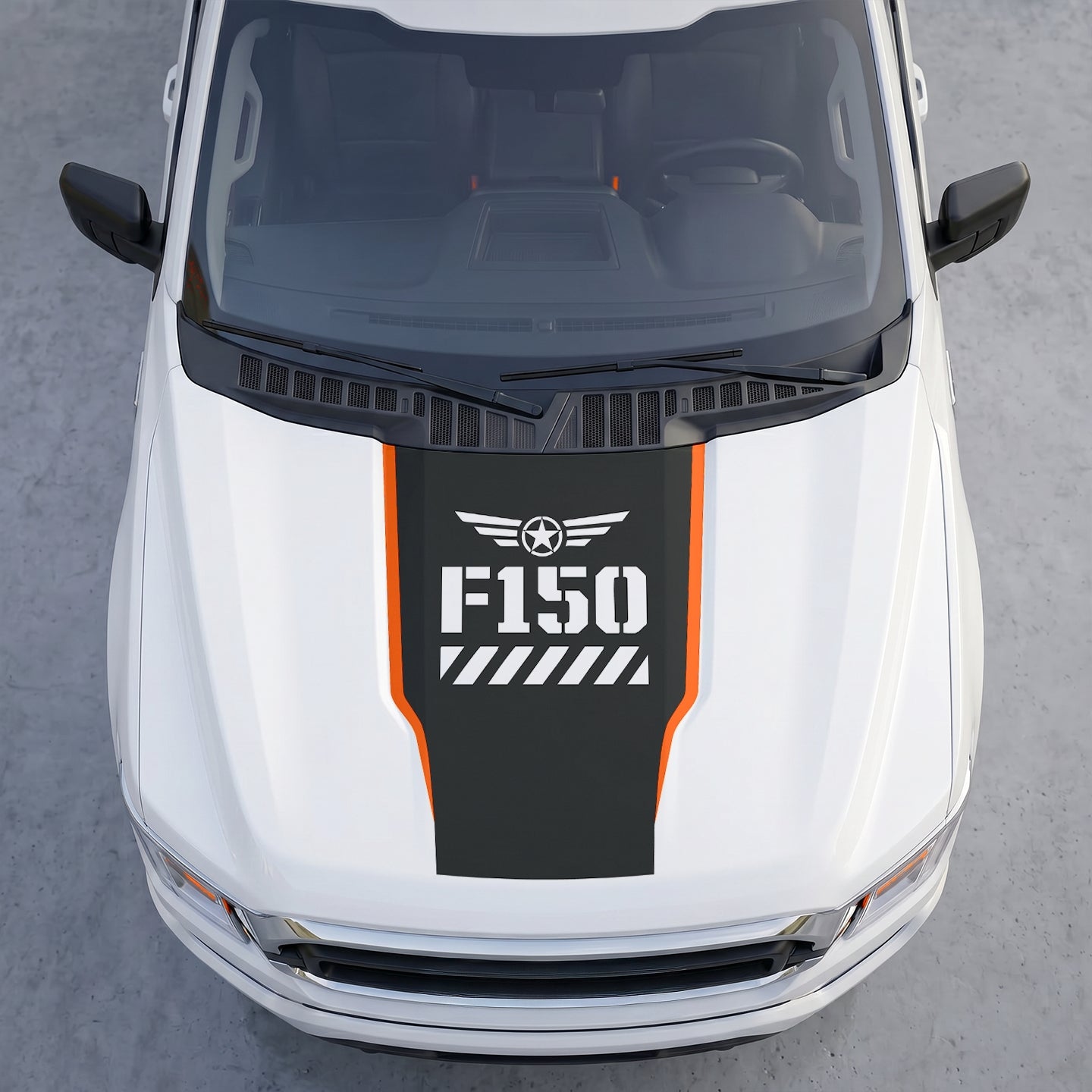 Hood Panel Decal/Sticker - Military Shield Hood Decal – Star Wings Emblem Vinyl Wrap Graphic Kit - For Ford F-150 F150 2015-2020 - Premium Vinyl