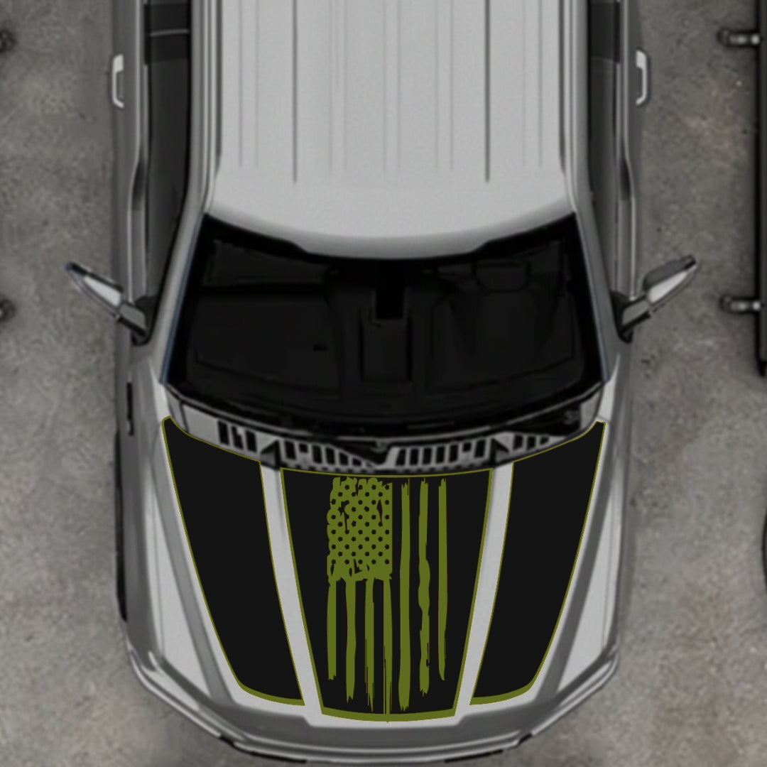 Hood Panel Decal/Sticker - USA Style 1 - Border Graphic Kit - For Ford F-150 2020-2026 - Premium Vinyl