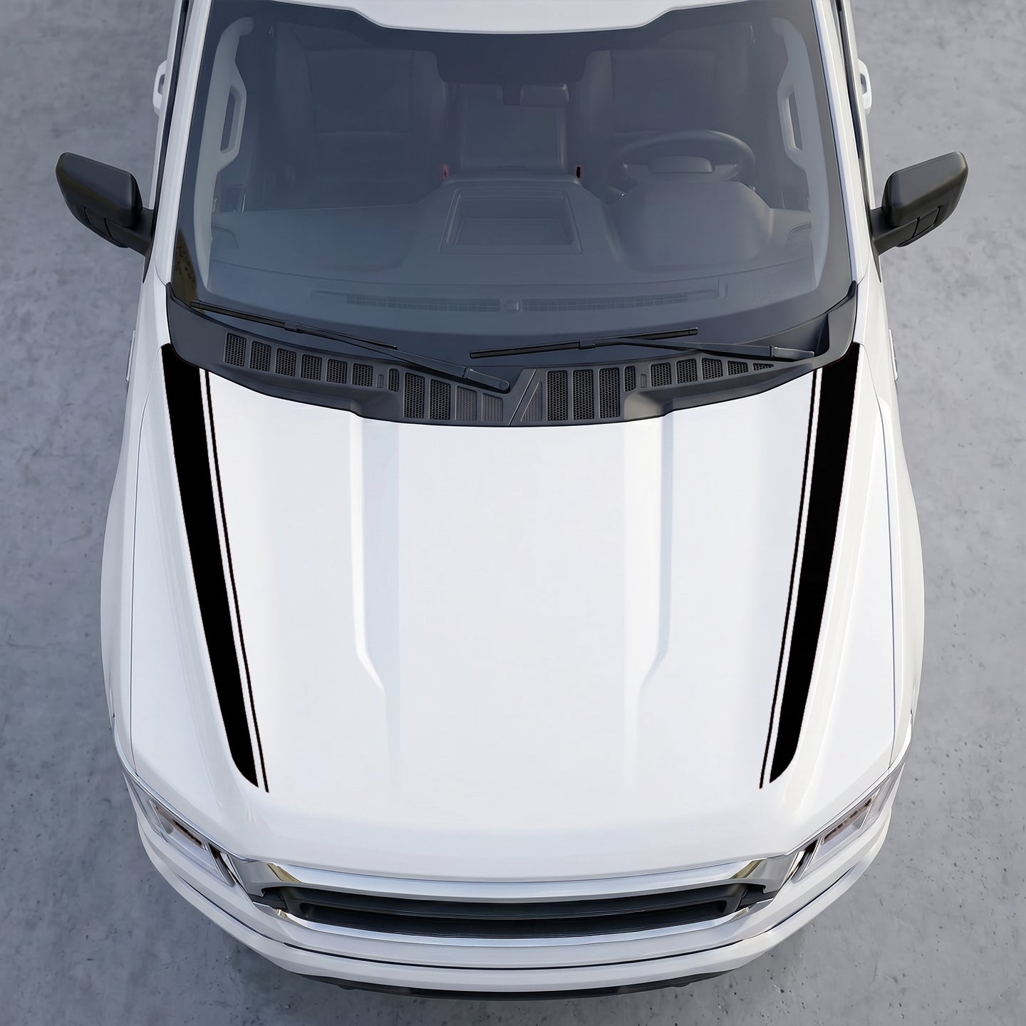 Hood Panel Decal/Sticker - Dual Pinstripe Hood Cowl Decals – Sport Outer Edge Accent Stripes Vinyl Graphics Kit Graphic Kit - For Ford F-150 F150 2015-2020 - Premium Vinyl