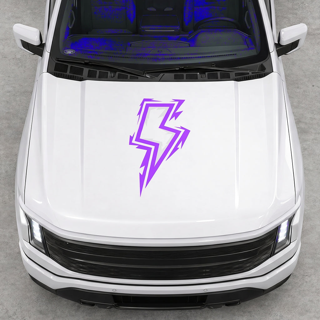 Hood Panel Decal/Sticker - Cut Bordered Electric Graphic Decal Graphic Kit - For FORD F-150 2015-2020 - Premium Vinyl