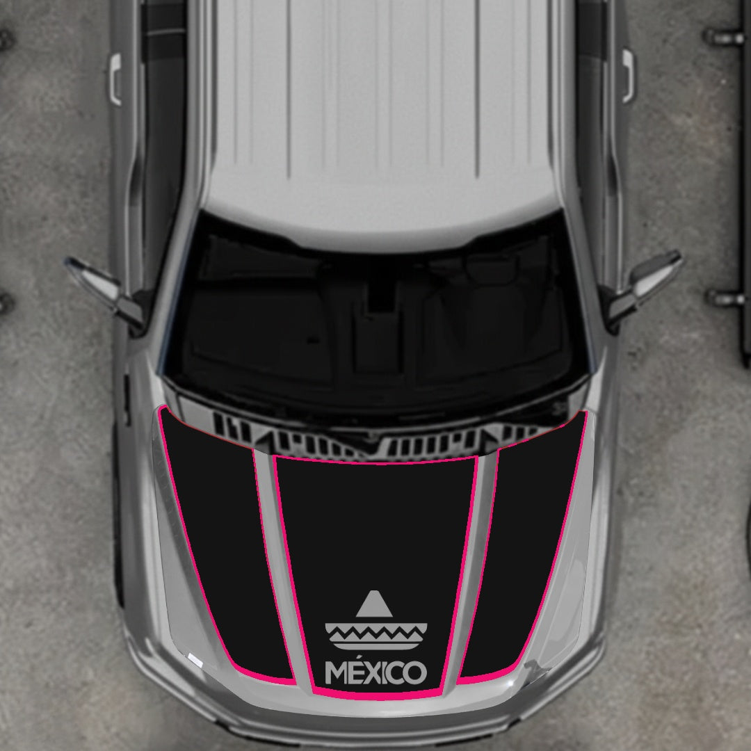 Hood Panel Decal/Sticker - Mexico - Cut - border Graphic Kit - For Ford F-150 2020-2026 - Premium Vinyl