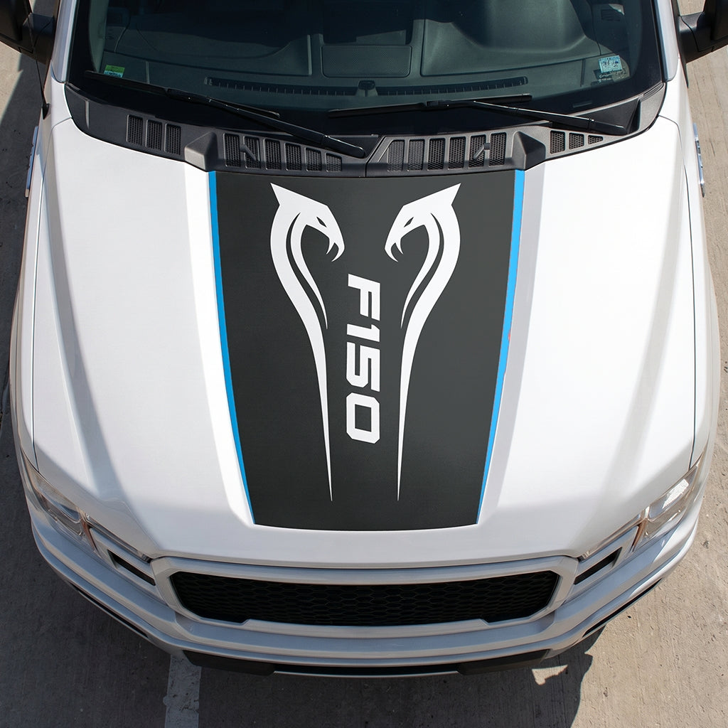 Hood Panel Decal/Sticker - Twin Cobra Graphic Decal Graphic Kit - For Ford F-150 2015-2020 - Premium Vinyl