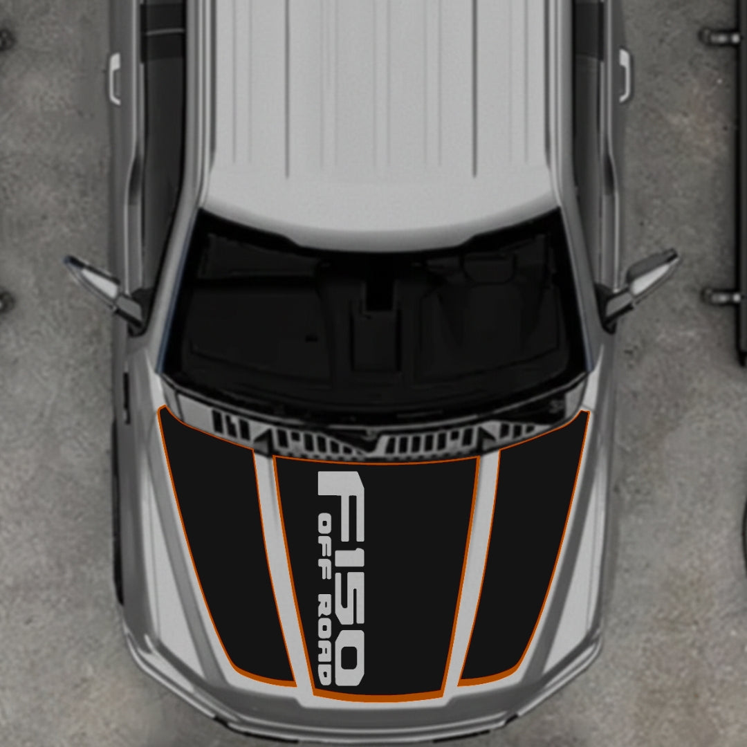 Hood Panel Decal/Sticker - Style 2 - Cut - Border Graphic Kit - For Ford F-150 2020-2026 - Premium Vinyl