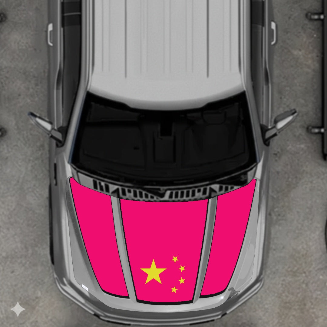 Hood Panel Decal/Sticker - China Flag - Border Graphic Kit - For Ford F-150 2020-2026 - Premium Vinyl