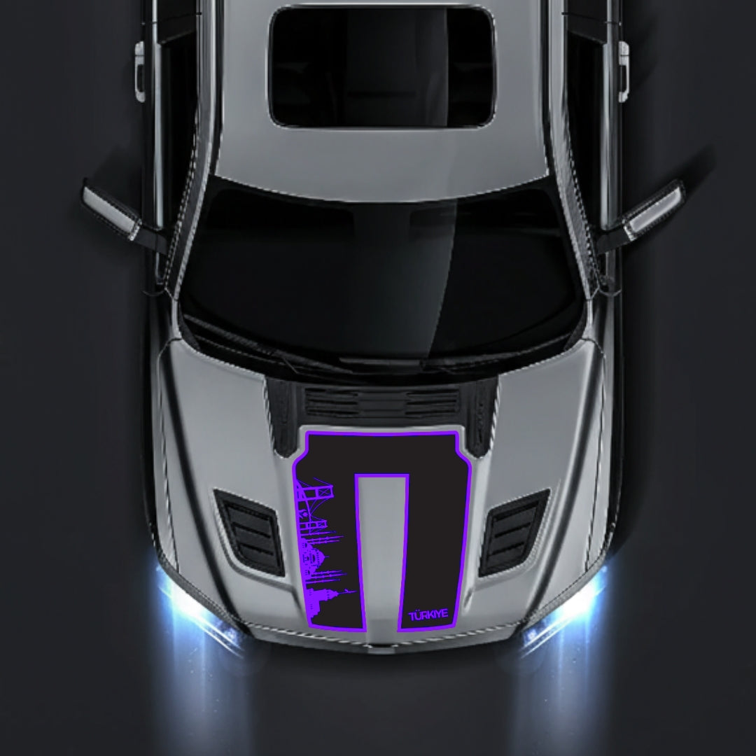 Performance Hood Panel Decal/Sticker - Turkey Skyline - Border Graphic Kit - For Dodge RAM 1500 2019-2025 - Premium Vinyl