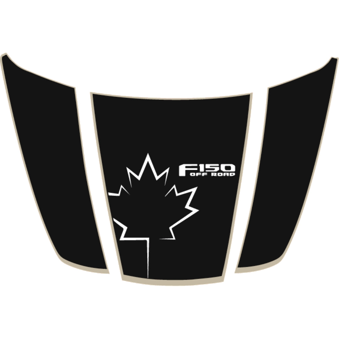 Hood Panel Decal/Sticker - Canada Style 2 - Cut - Border Graphic Kit - For Ford F-150 2020-2026 - Premium Vinyl