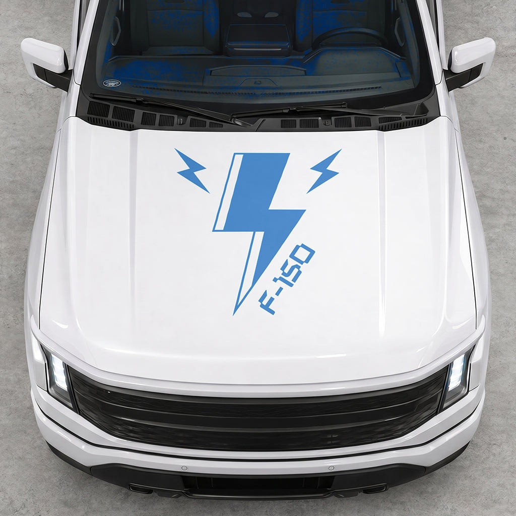 Hood Panel Decal/Sticker - Cut Triple Electric Graphic Decal Graphic Kit - For FORD F-150 2015-2020 - Premium Vinyl