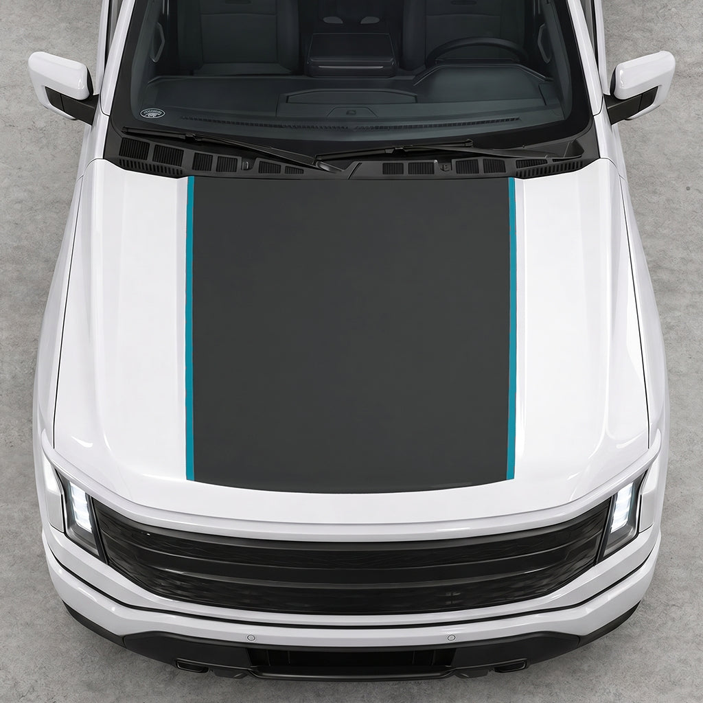 Hood Panel Decal/Sticker - Solid with Border Graphic Decal Graphic Kit - For Ford F-150 2015-2020 - Premium Vinyl