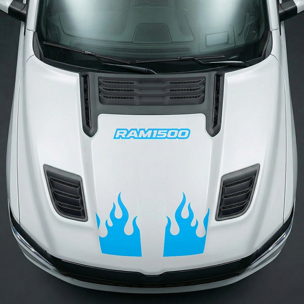 Hood Panel Decal/Sticker - RAM 1500 Flaming U-Shape - Cut Graphic Kit - For Dodge Ram 2019-2025 - Premium Vinyl