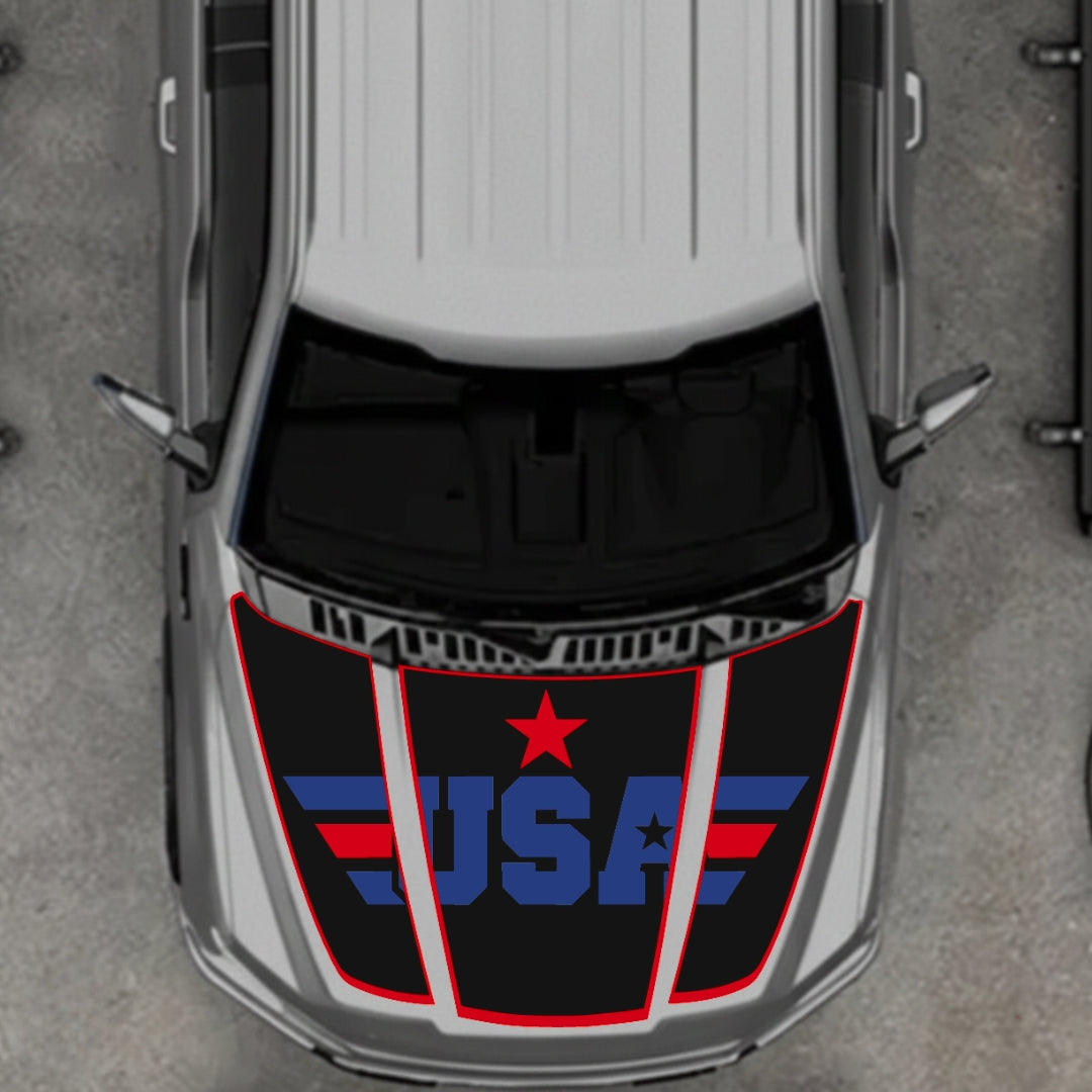 Hood Panel Decal/Sticker - USA Style 5 Graphic Kit - For Ford F-150 2020-2026 - Premium Vinyl