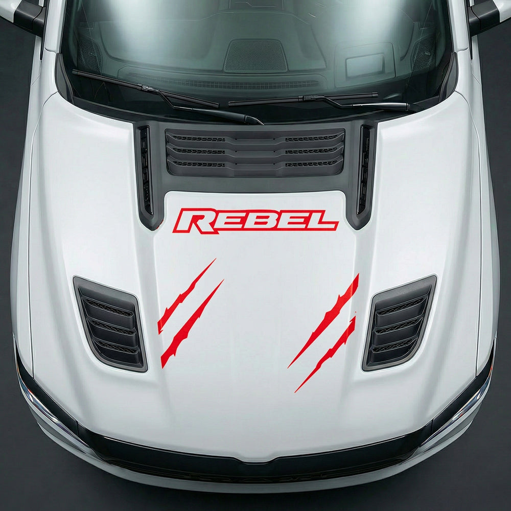 Hood Panel Decal/Sticker - Dodge RAM Rebel Claw Scratch U-Shape Stripe - Cut Graphic Kit - For Dodge Ram 2019-2025 - Premium Vinyl