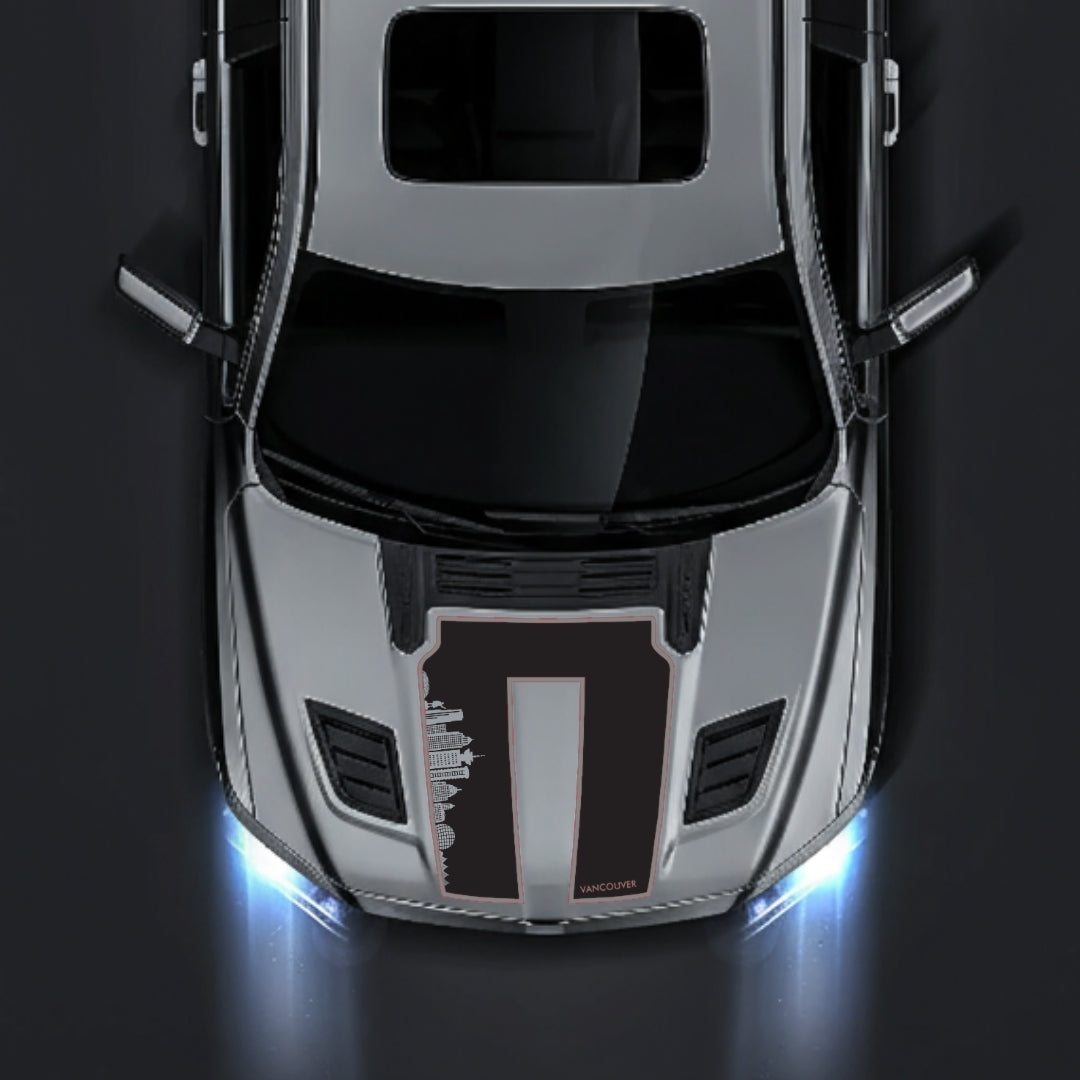 Hood Panel Decal/Sticker - Vancouver Skyline - Cut - Border Graphic Kit - For Dodge RAM 1500 2019-2025 - Premium Vinyl