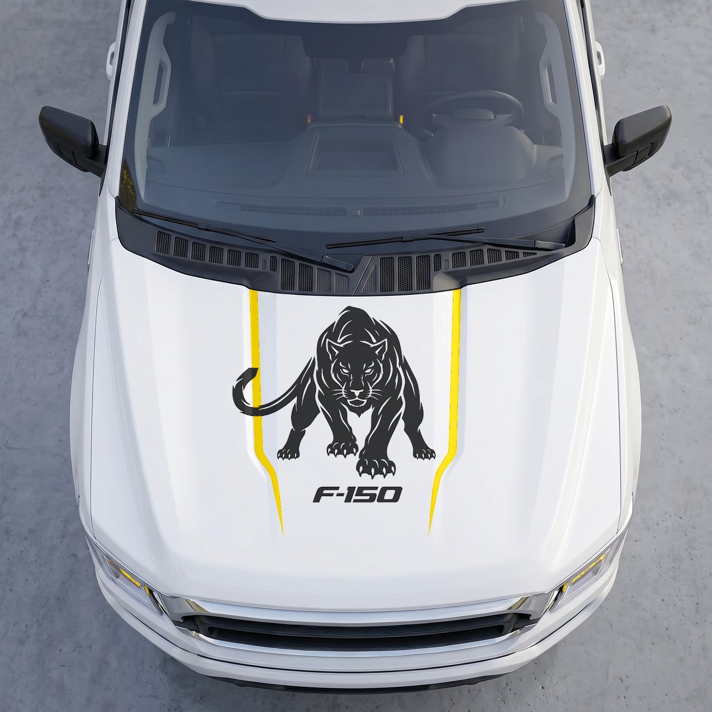 Hood Panel Decal/Sticker - Stalking Black Panther Hood Decal – Aggressive Cougar Wildcat Graphic Vinyl Sticker Graphic Kit - For Ford F-150 F150 2015-2020 - Premium Vinyl